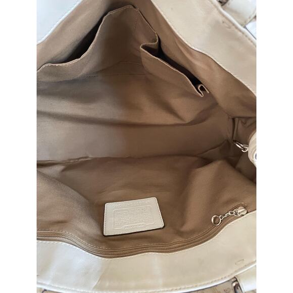 Vtg Coach Hampton convertible leather/Canvas white/lime shoulder bag Bag F11345 - Picture 8 of 10